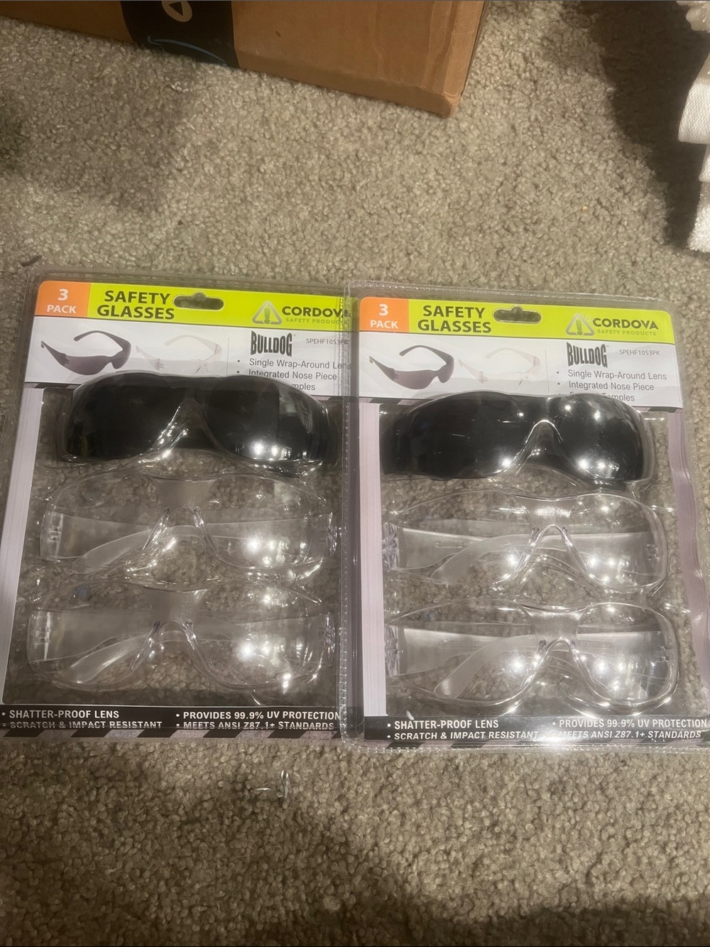 Bulldog Safety Glasses 6-Pack – Black and Clear
